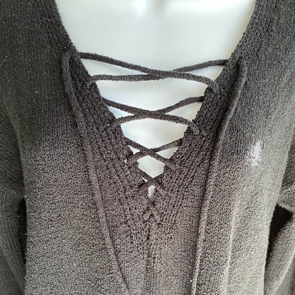 ASTR The Label Black Tunic Sweater M Laceup - Picture 4 of 7